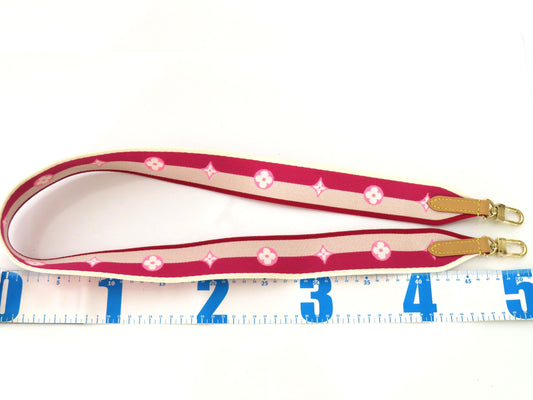 LOUIS VUITTON Signature Strap, Pink/Beige Canvas with Gold Hardware, 95*4.5*.05cm Strap