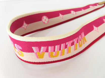 LOUIS VUITTON Signature Strap, Pink/Beige Canvas with Gold Hardware, 95*4.5*.05cm Strap