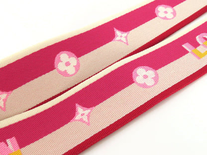 LOUIS VUITTON Signature Strap, Pink/Beige Canvas with Gold Hardware, 95*4.5*.05cm Strap