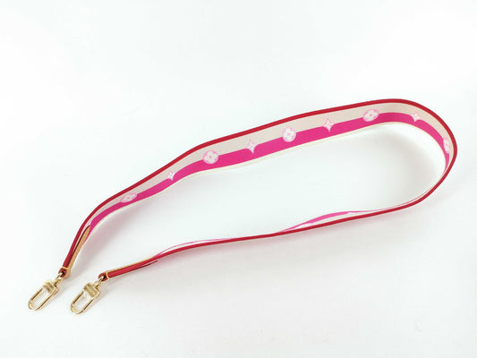 LOUIS VUITTON Louis Vuitton Signature Strap, Pink/Beige Canvas, Gold Hardware, 95*4.5*.05cm, Other Accessories