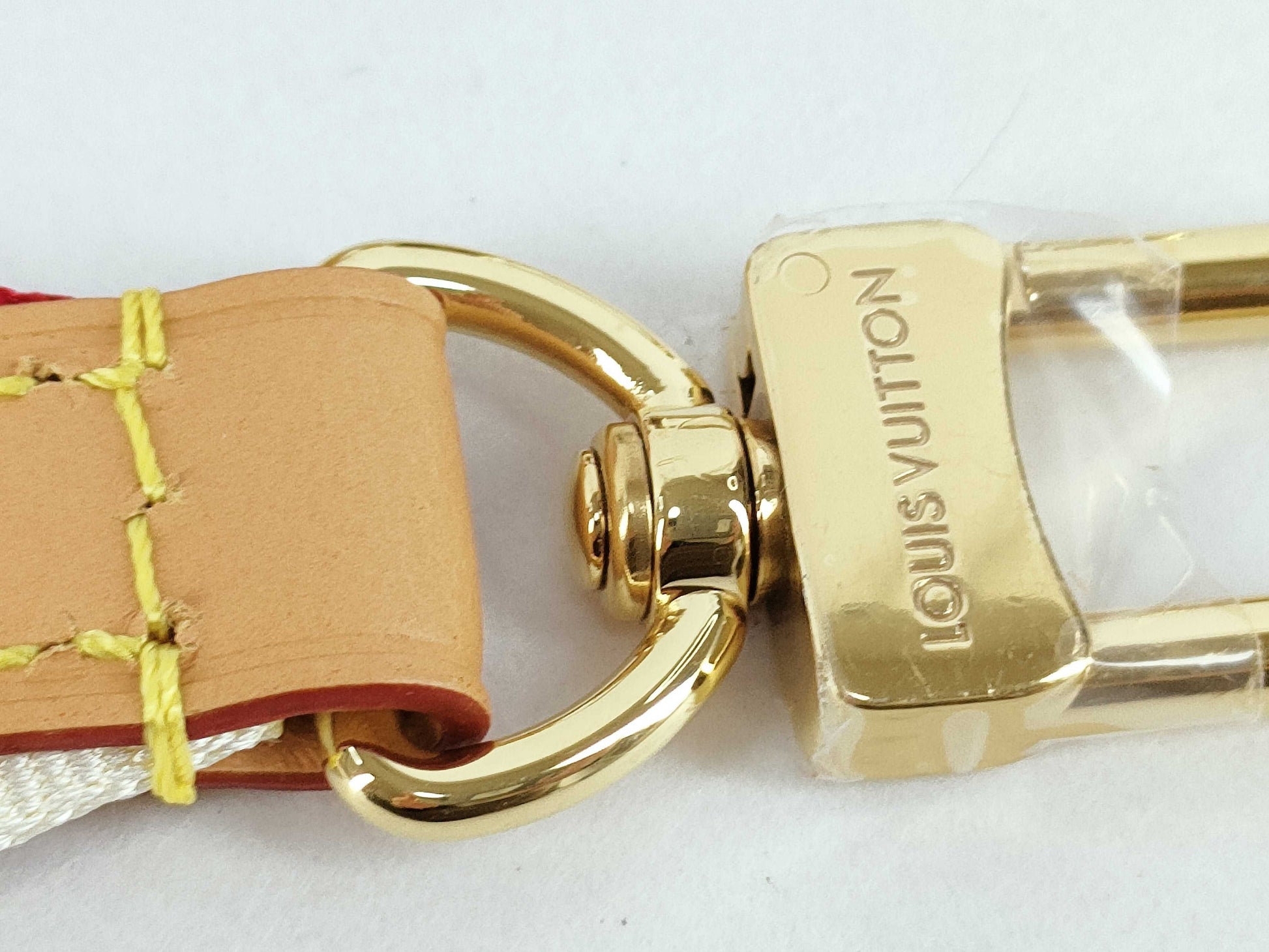 LOUIS VUITTON Louis Vuitton Signature Strap, Pink/Beige Canvas, Gold Hardware, 95*4.5*.05cm, Other Accessories
