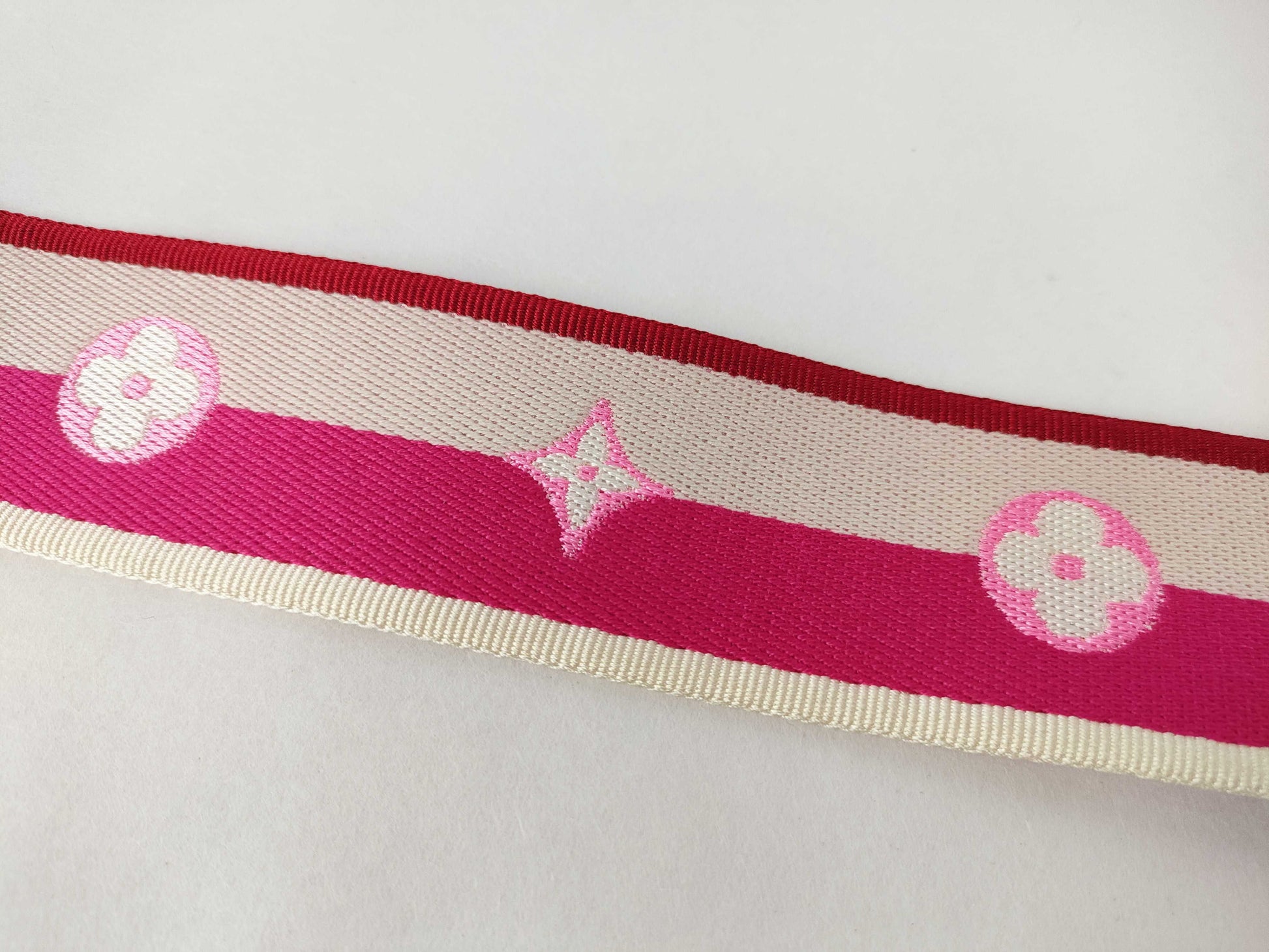LOUIS VUITTON Louis Vuitton Signature Strap, Pink/Beige Canvas, Gold Hardware, 95*4.5*.05cm, Other Accessories