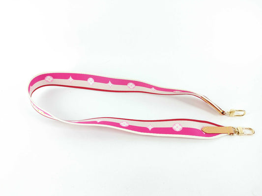 LOUIS VUITTON Louis Vuitton Signature Strap, Pink/Beige Canvas, Gold Hardware, 95*4.5*.05cm, Other Accessories