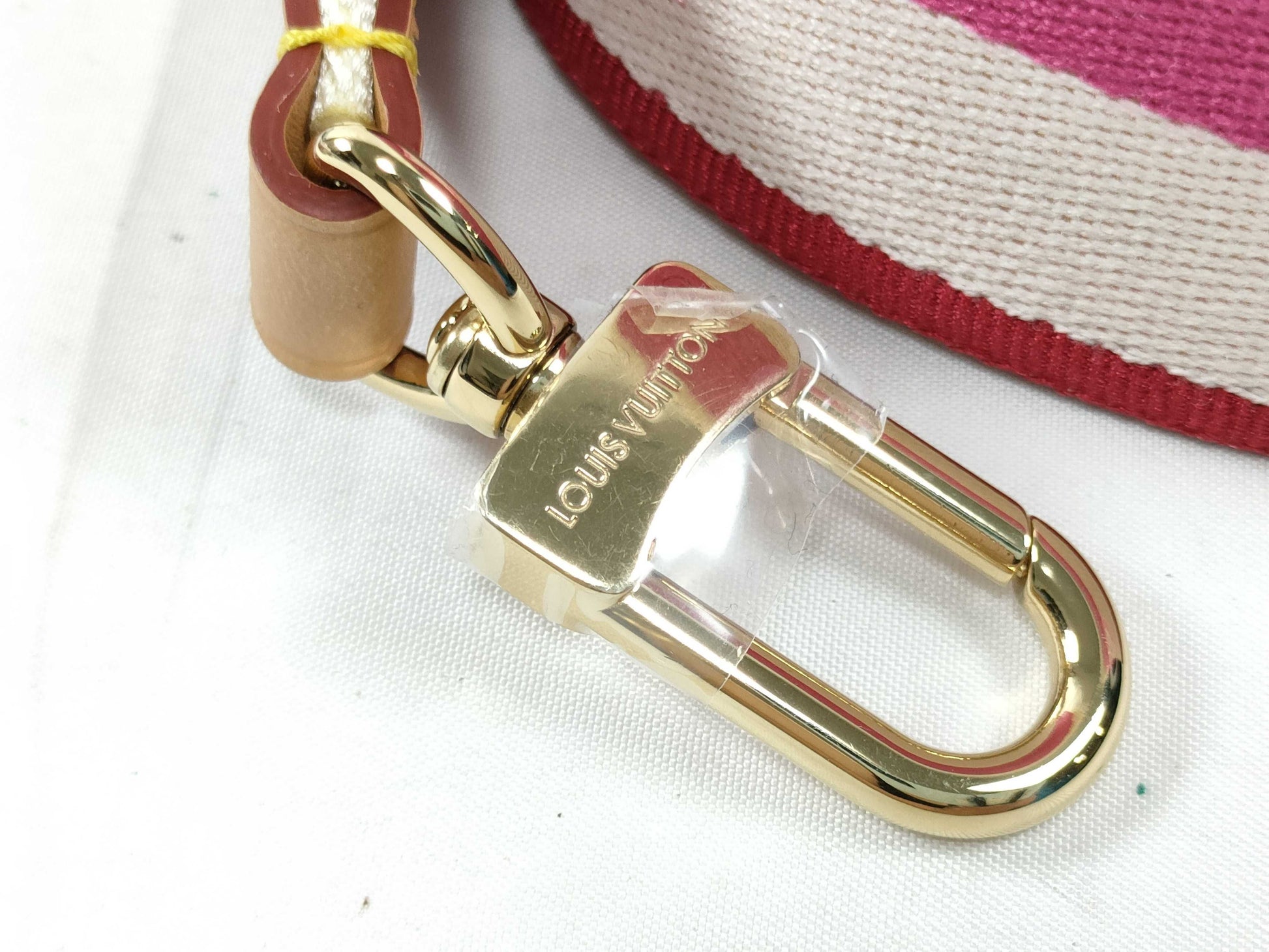 LOUIS VUITTON Signature Strap, Pink/Beige Canvas with Gold Hardware, 95*4.5*.05cm Strap