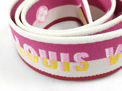 LOUIS VUITTON Signature Strap, Pink/Beige Canvas with Gold Hardware, 95*4.5*.05cm Strap