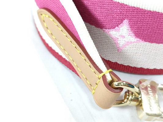 LOUIS VUITTON Signature Strap, Pink/Beige Canvas with Gold Hardware, 95*4.5*.05cm Strap