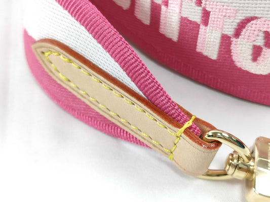 LOUIS VUITTON Louis Vuitton Signature Adjustable Strap in Pink/Beige with Gold Hardware, 95cm x 4.5cm x 0.5cm