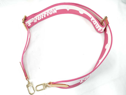 LOUIS VUITTON Louis Vuitton Signature Adjustable Strap in Pink/Beige with Gold Hardware, 95cm x 4.5cm x 0.5cm