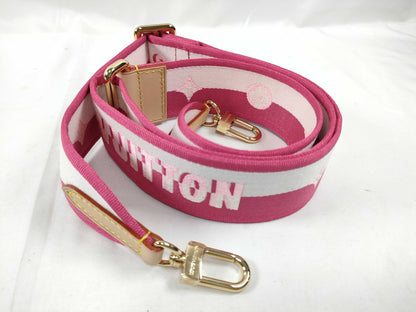 LOUIS VUITTON Louis Vuitton Signature Adjustable Strap in Pink/Beige with Gold Hardware, 95cm x 4.5cm x 0.5cm
