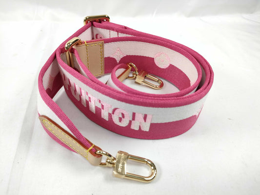 LOUIS VUITTON Louis Vuitton Signature Adjustable Strap in Pink/Beige with Gold Hardware, 95cm x 4.5cm x 0.5cm