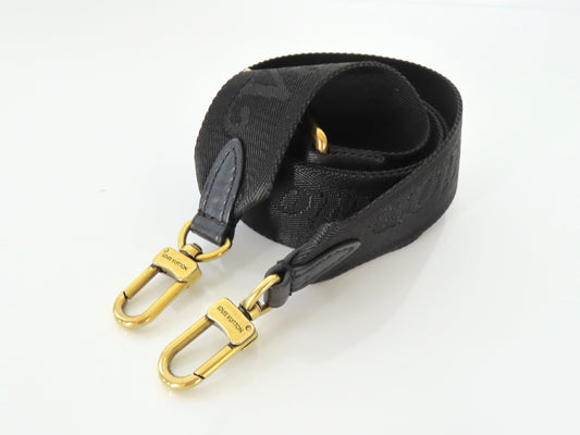 LOUIS VUITTON Louis Vuitton Signature Adjustable Strap Black with Gold Hardware 95*4.5*0.5cm Strap