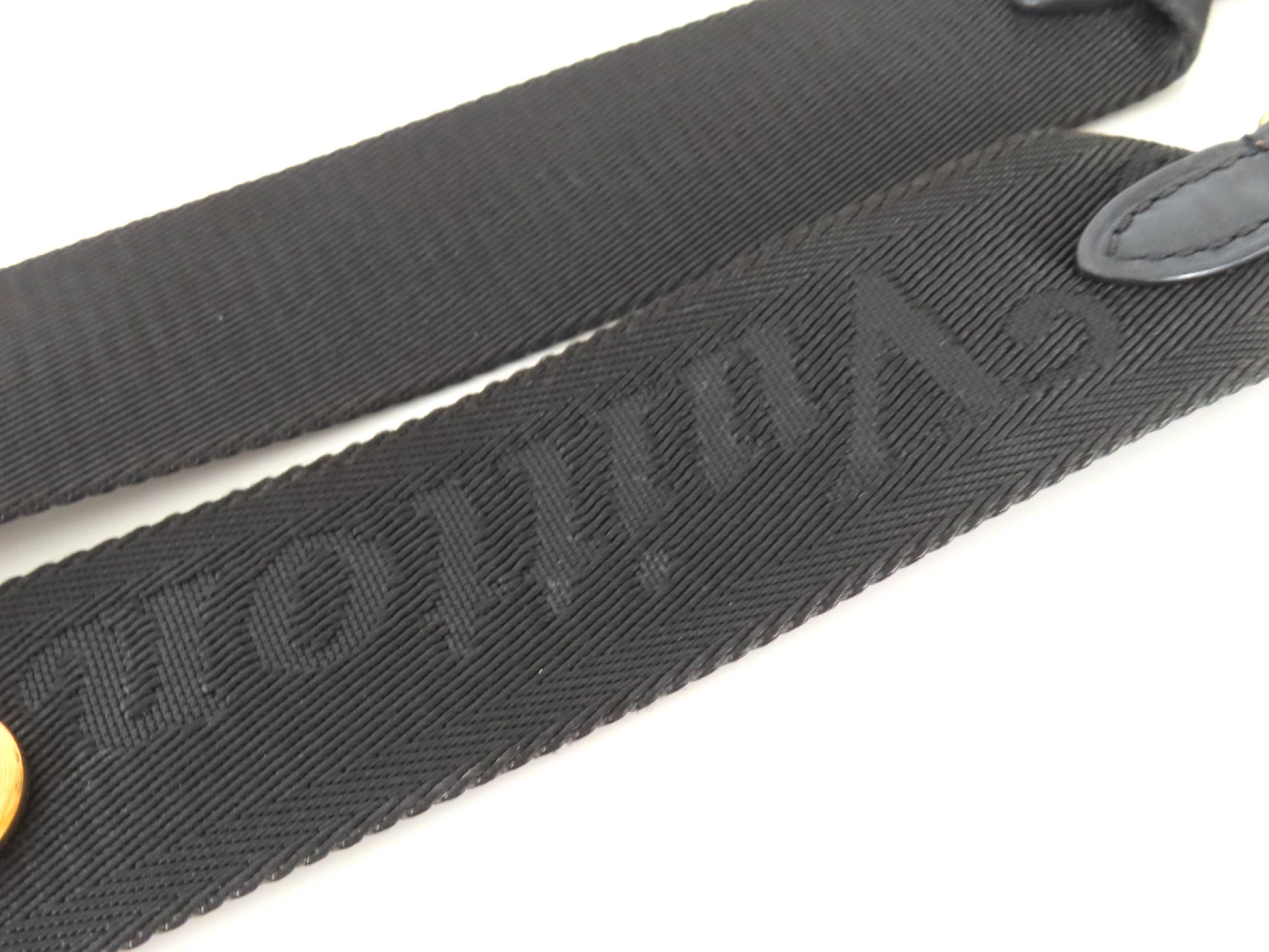 LOUIS VUITTON Louis Vuitton Signature Adjustable Strap Black with Gold Hardware 95*4.5*0.5cm Strap