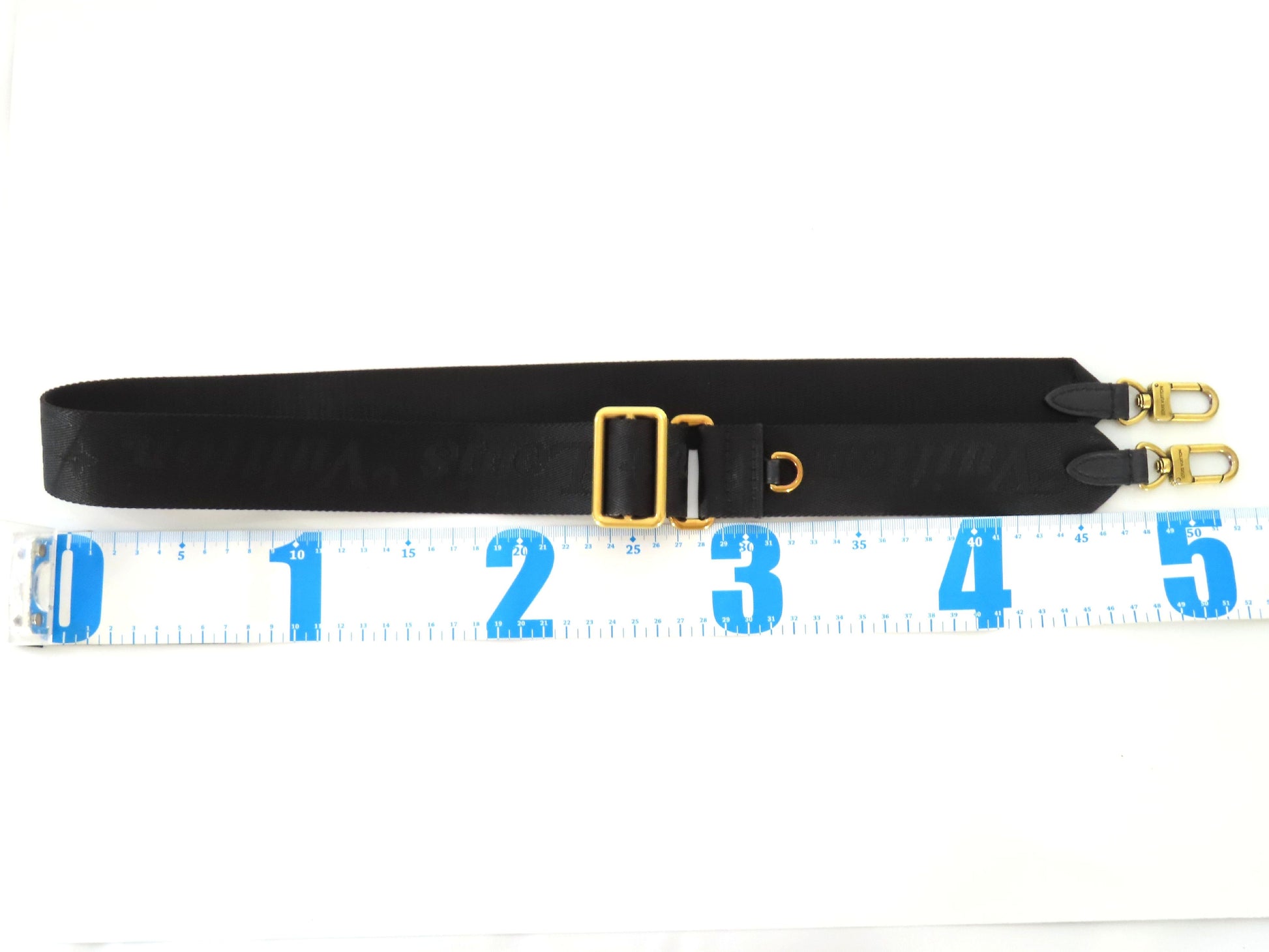 LOUIS VUITTON Louis Vuitton Signature Adjustable Strap Black with Gold Hardware 95*4.5*0.5cm Strap