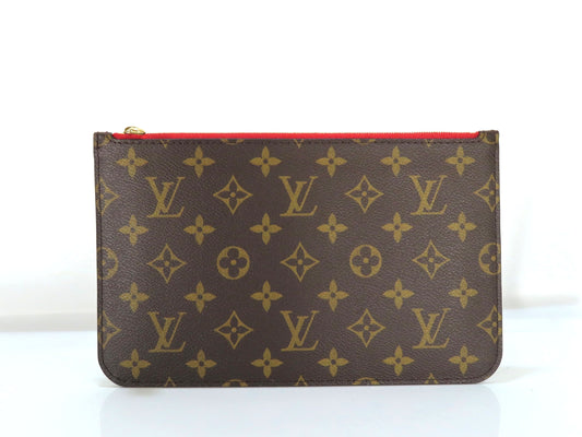 LOUIS VUITTON Unidentified Monogram Louis Vuitton Neverfull Pouch / Brown Monogram Canvas / Gold Hardware Pouch