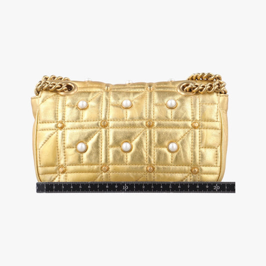 GUCCI GG Marmont Gold Leather Shoulder Bag 446744F021447924