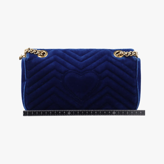 GUCCI GG Marmont Blue Velvet Shoulder Bag 443497A026082601