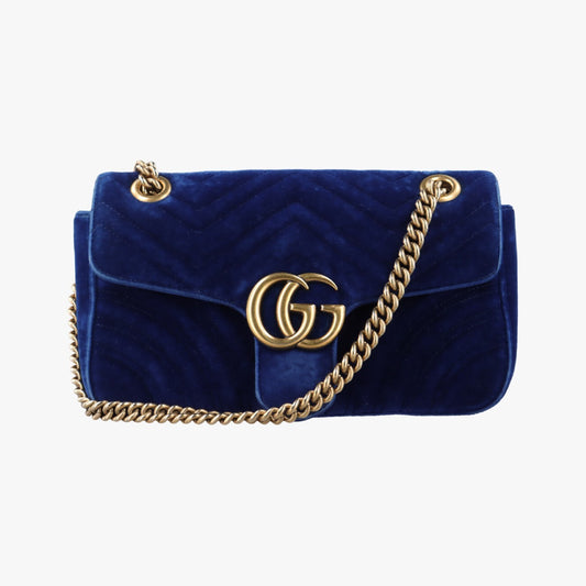 GUCCI GG Marmont Blue Velvet Shoulder Bag 443497A026082601