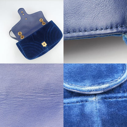 GUCCI GG Marmont Blue Velvet Shoulder Bag 443497A026082601