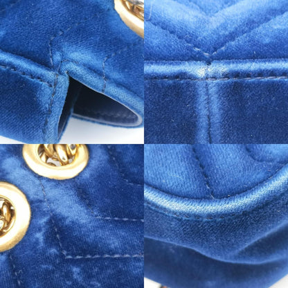 GUCCI GG Marmont Blue Velvet Shoulder Bag 443497A026082601