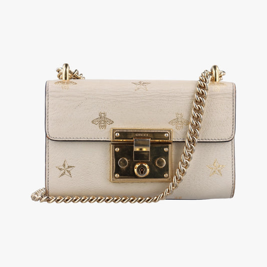 GUCCI Padlock White Leather Shoulder Bag 432182G031125514