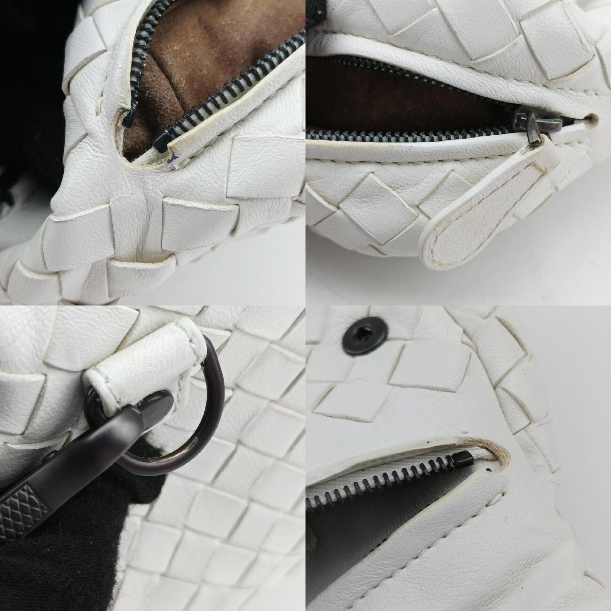 BOTTEGA VENETA Intrecciato Olympia White Lambskin Shoulder Bag B05177832N