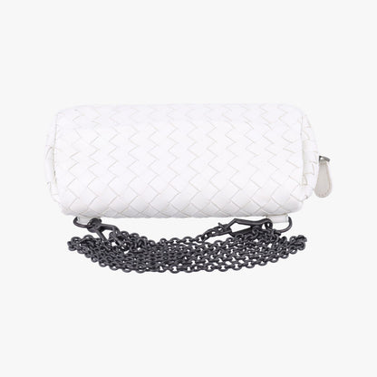 BOTTEGA VENETA Intrecciato Olympia White Lambskin Shoulder Bag B05177832N