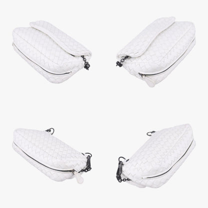 BOTTEGA VENETA Intrecciato Olympia White Lambskin Shoulder Bag B05177832N