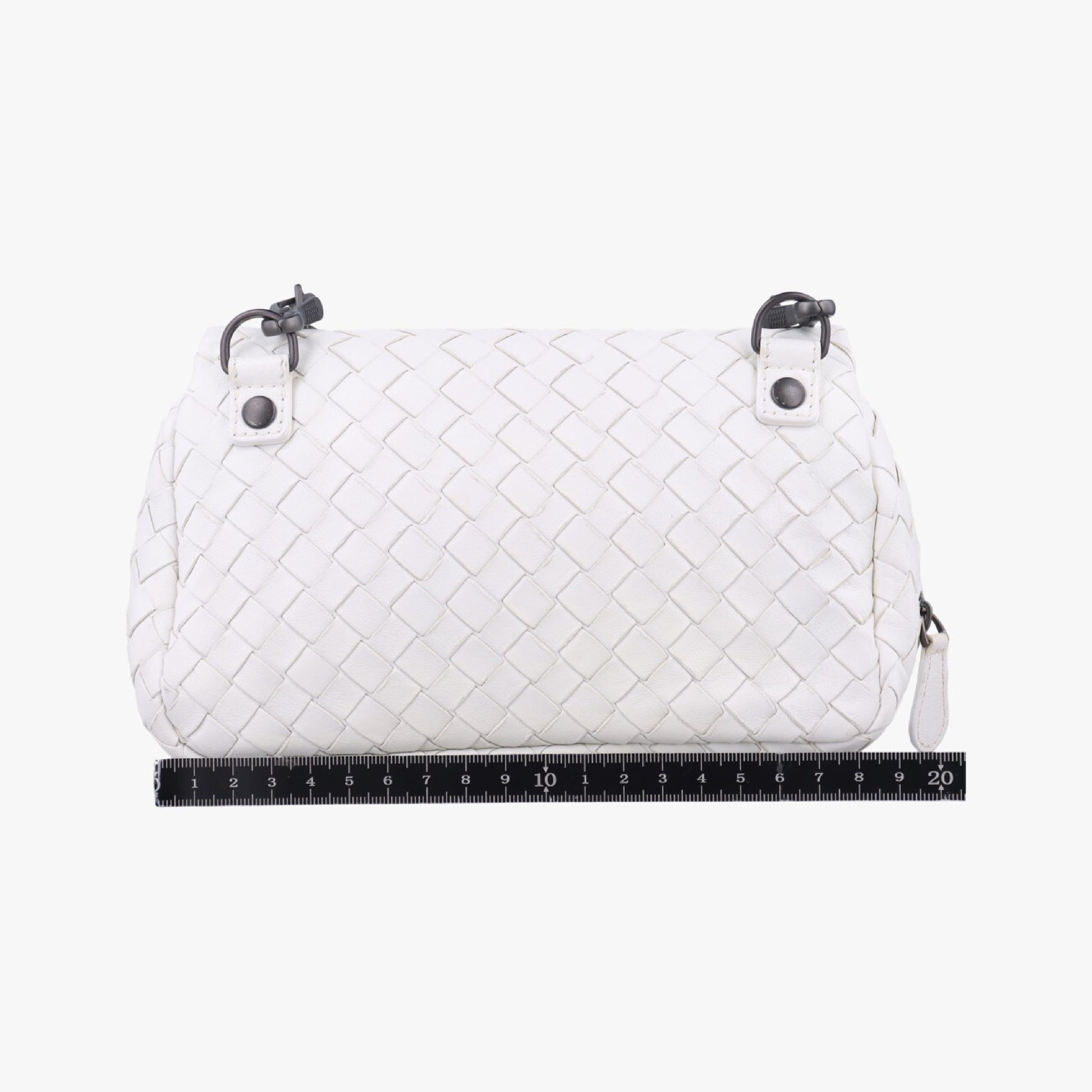BOTTEGA VENETA Intrecciato Olympia White Lambskin Shoulder Bag B05177832N