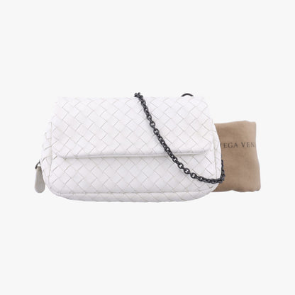 BOTTEGA VENETA Intrecciato Olympia White Lambskin Shoulder Bag B05177832N