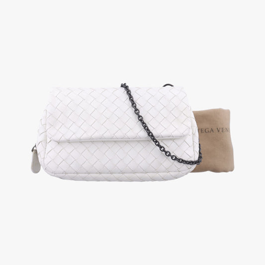 BOTTEGA VENETA Intrecciato Olympia White Lambskin Shoulder Bag B05177832N