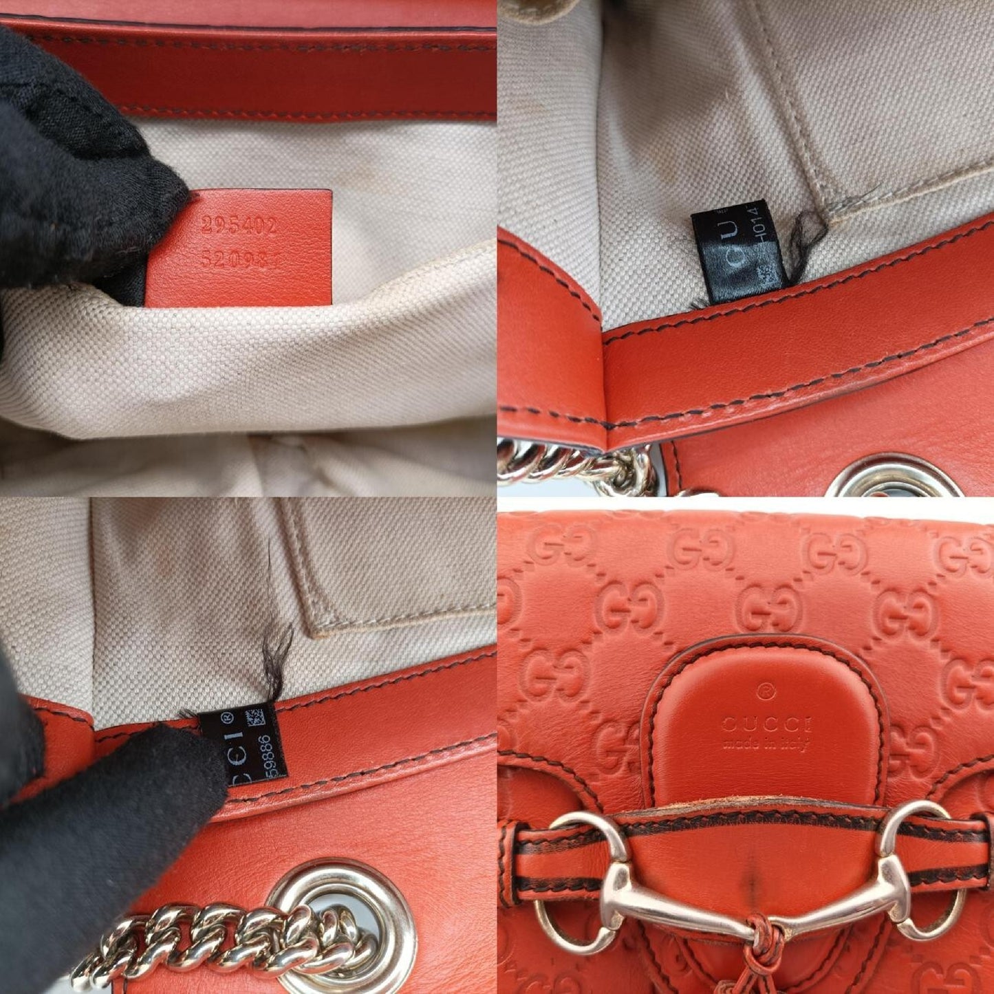 GUCCI Emily Orange Leather Shoulder Bag 295402H014759886