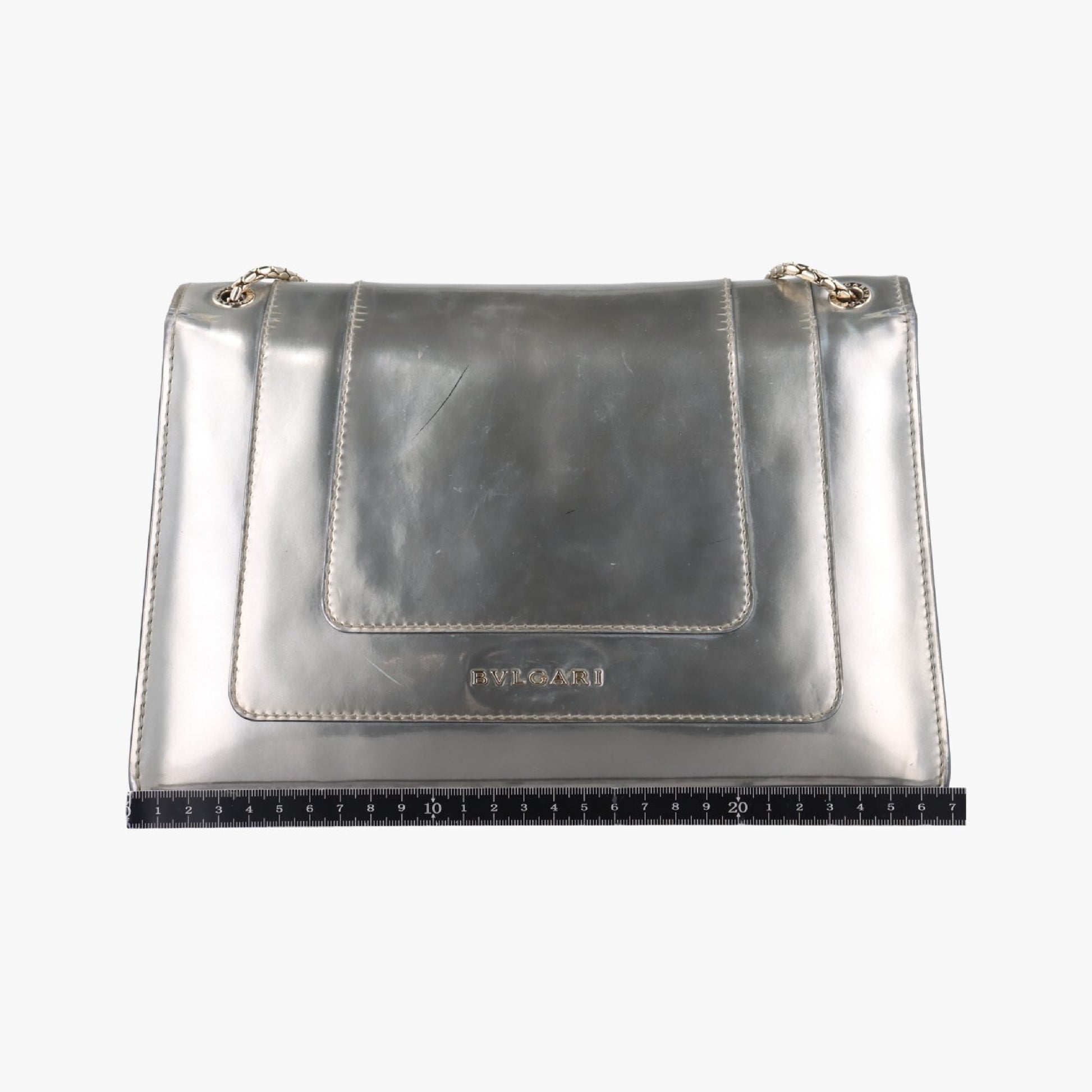 BVLGARI Serpenti Forever Silver Patent DA.D18.39793 Shoulder Bag