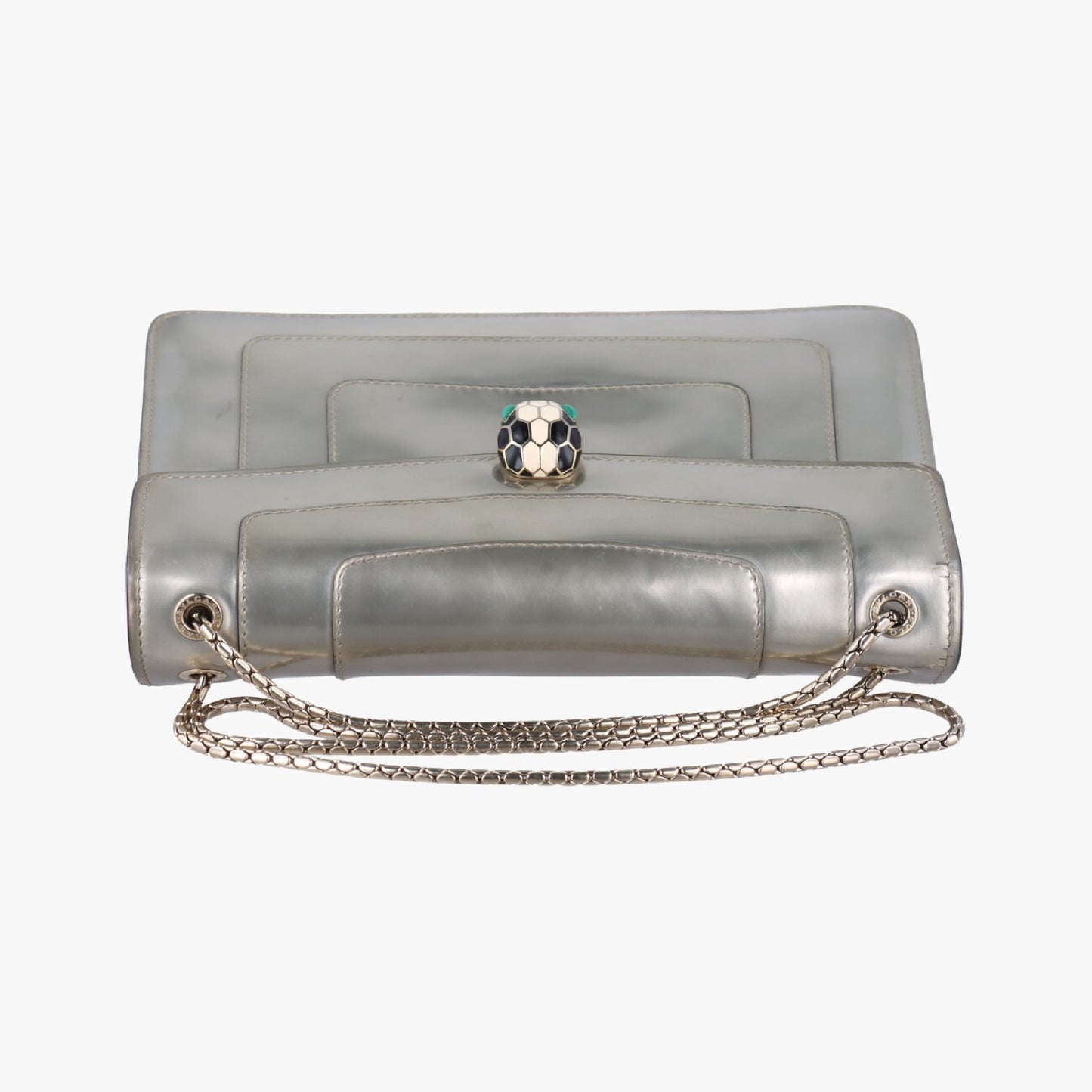 BVLGARI Serpenti Forever Silver Patent DA.D18.39793 Shoulder Bag