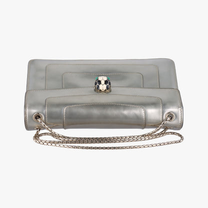 BVLGARI Serpenti Forever Silver Patent DA.D18.39793 Shoulder Bag