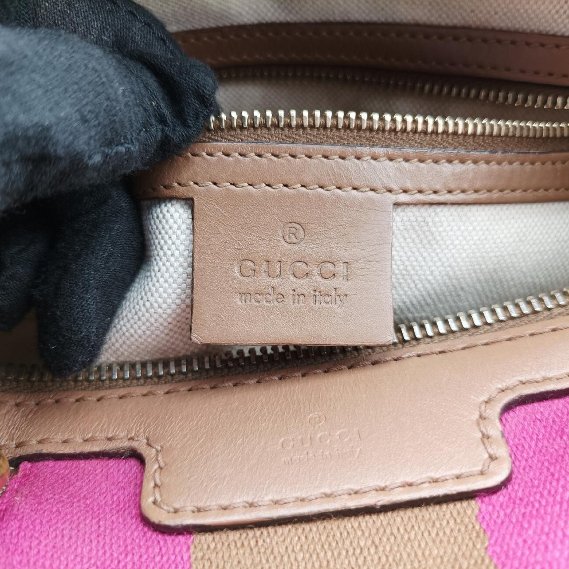 GUCCI Sherry Line Multicolor Leather and Canvas Shoulder Bag 269876G015261254