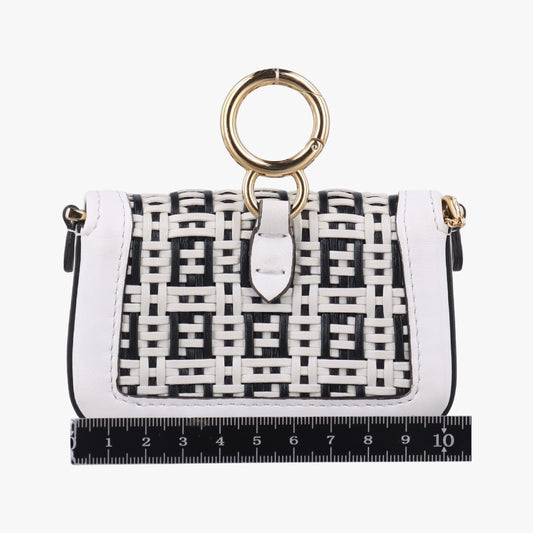 FENDI Nano Baguette Charm Black/White Leather Shoulder Bag 7AR844 7AR844-AFCQ-218-0189