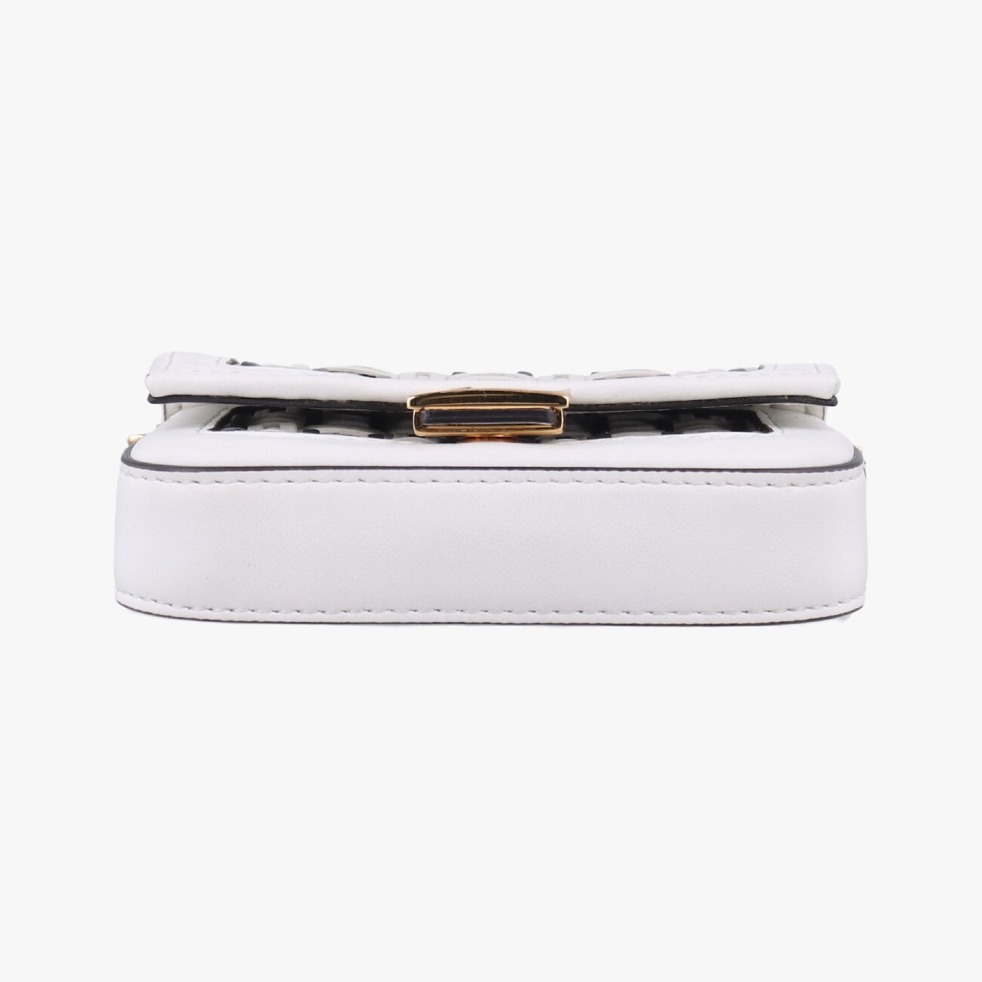 FENDI Nano Baguette Charm Black/White Leather Shoulder Bag 7AR844 7AR844-AFCQ-218-0189