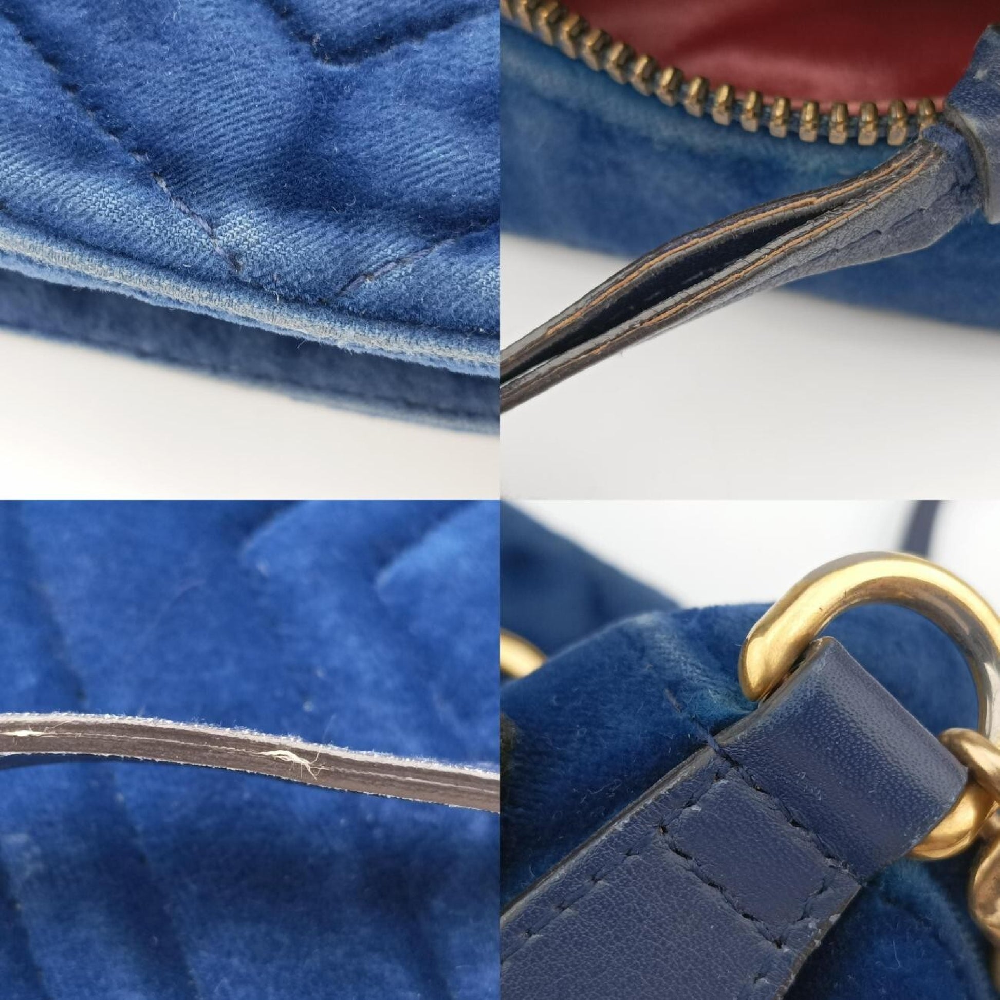 GUCCI GG Marmont Blue Velvet Shoulder Bag 447632E025162238