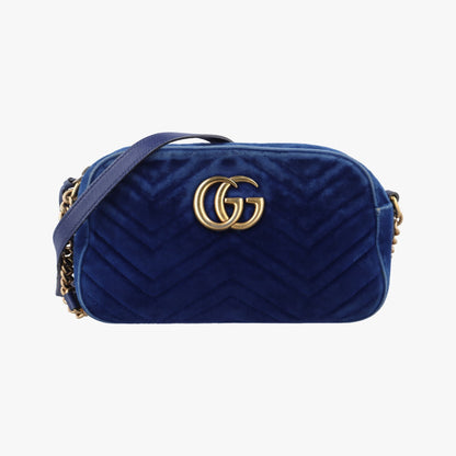 GUCCI GG Marmont Blue Velvet Shoulder Bag 447632E025162238
