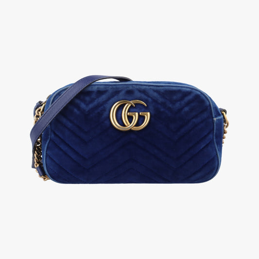 GUCCI GG Marmont Blue Velvet Shoulder Bag 447632E025162238