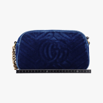 GUCCI GG Marmont Blue Velvet Shoulder Bag 447632E025162238