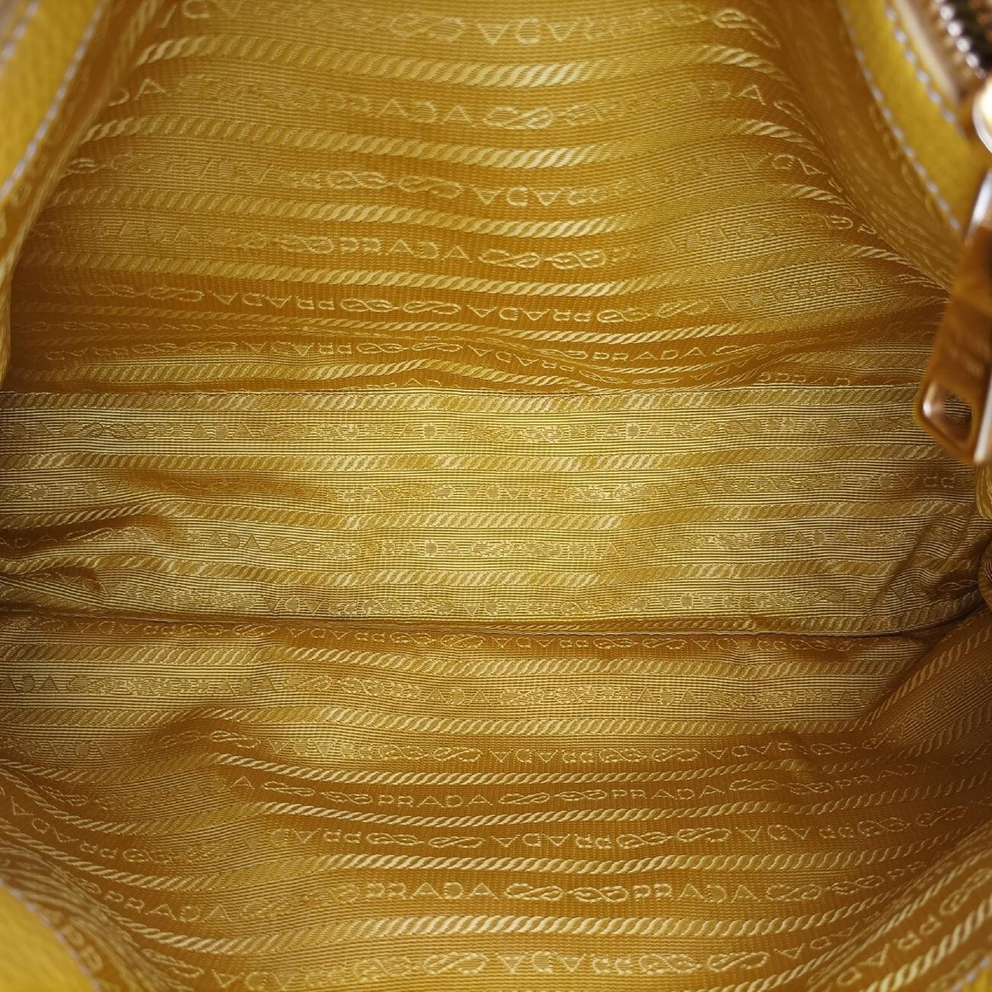 PRADA Mustard Calfskin Yellow Leather 204 Shoulder Bag