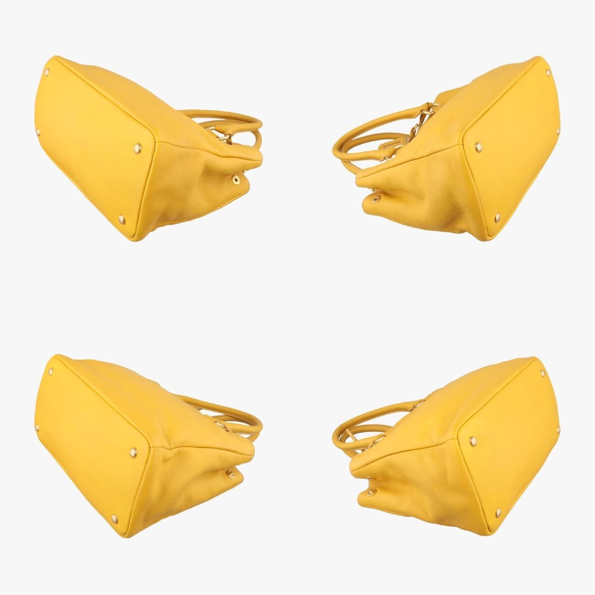 PRADA Mustard Calfskin Yellow Leather 204 Shoulder Bag