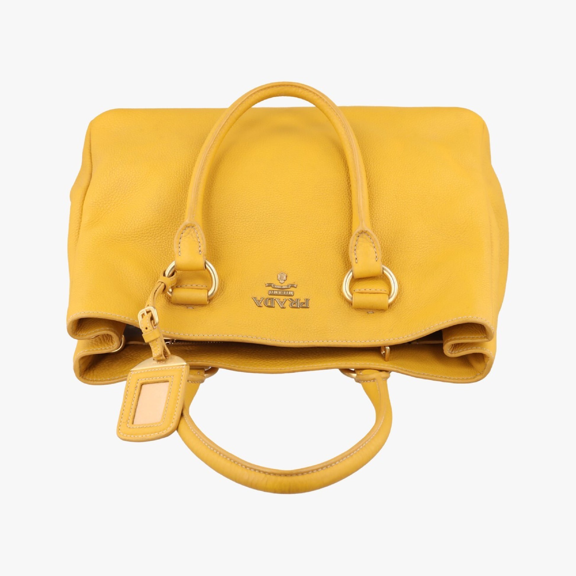 PRADA Mustard Calfskin Yellow Leather 204 Shoulder Bag