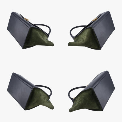CELINE Trapeze Shoulder Bag in Medium Green and Black Leather and Suede 