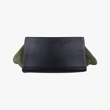 CELINE Trapeze Shoulder Bag in Medium Green and Black Leather and Suede 