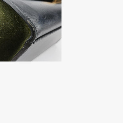 CELINE Trapeze Shoulder Bag in Medium Green and Black Leather and Suede 