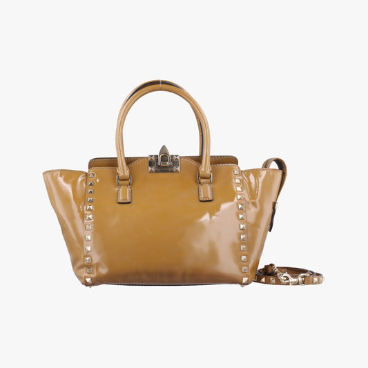 VALENTINO Rockstud Beige Patent BGF540VNE1 Shoulder Bag