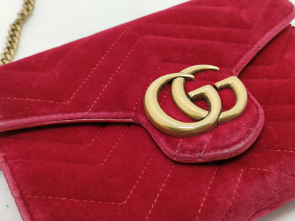 GUCCI Marmont Chain Shoulder Bag Velvet Shoulder Bag