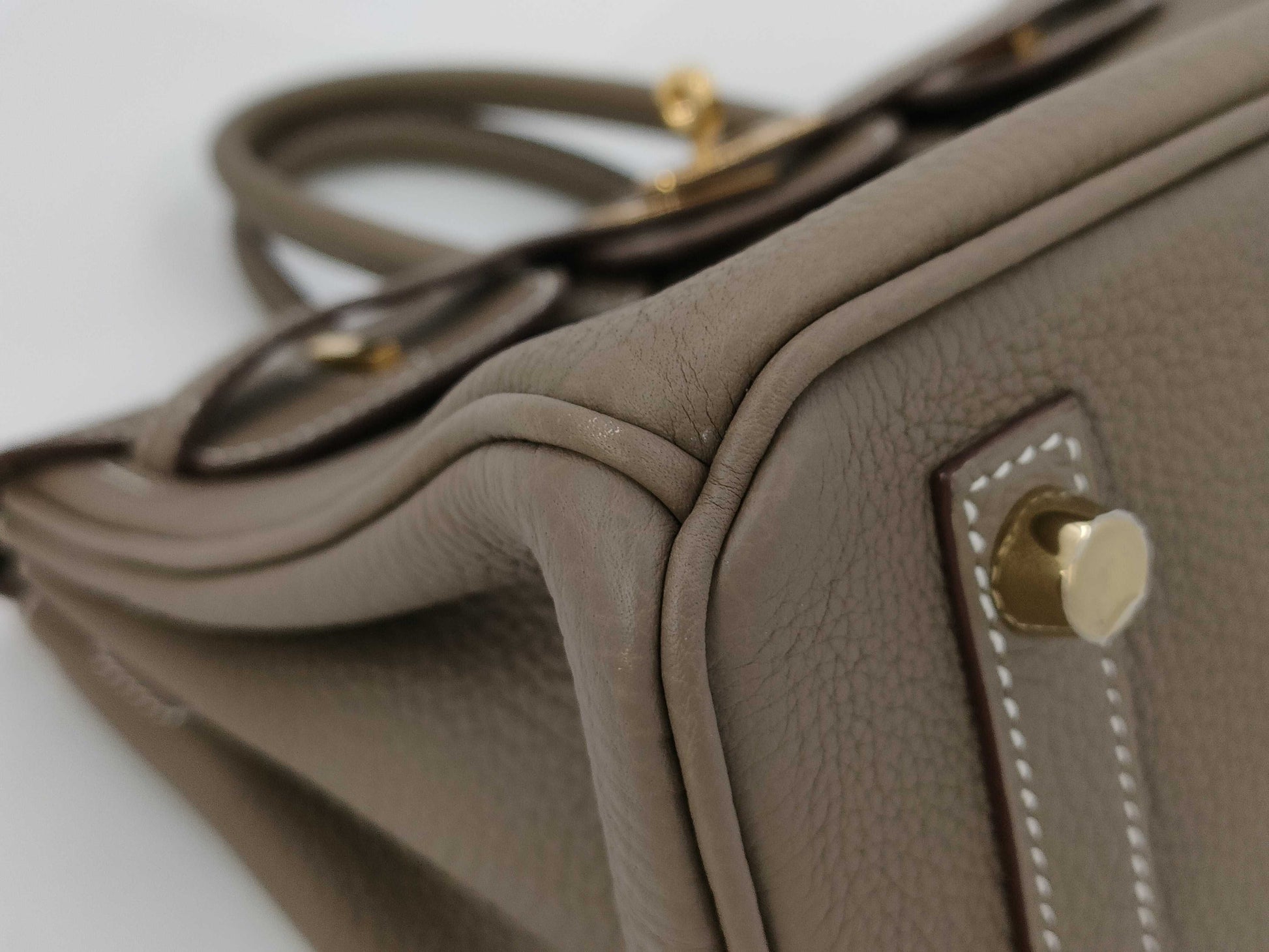 HERMES Birkin 25 Togo Etoupe W Stamp G Hardware Handbag